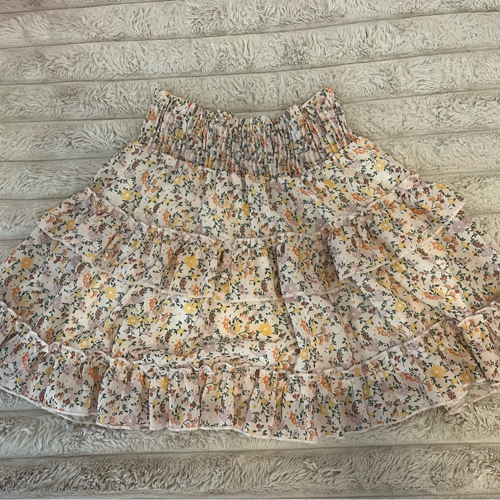 Altar'd State Floral Tiered Mini Skirt